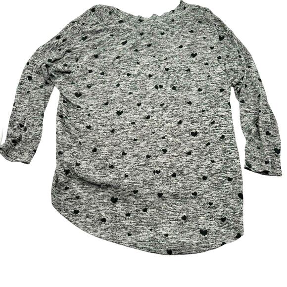 FOR THE REPUBLIC Women's 1X Gray Heart 3/4 Sleeve Tunic Top Shirt Sweater V-neck - Picture 3 of 8